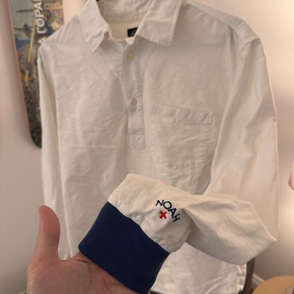 Noah NYC White Pullover Collared Shirt Mens Size Medium - Picture 2 of 7